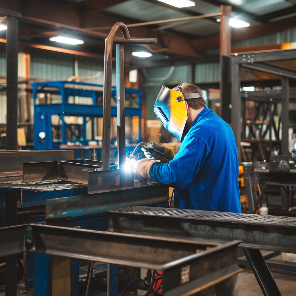 a-photo-of-a-welding-shop-with-various-metal-structures